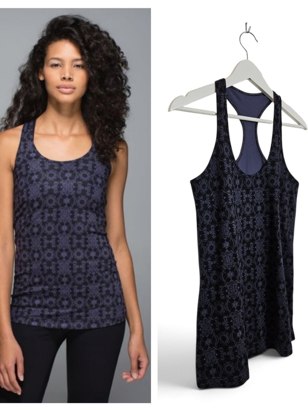 Lululemon Cool Racerback Tank Sz 8 Mini Prisma Nightfall Black Grape Yoga Luon